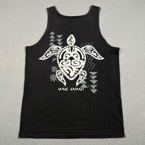 Vintage Maui Hawaii Tank Top Mens Medium Black Turtle Graphic Sleeveless T Shirt